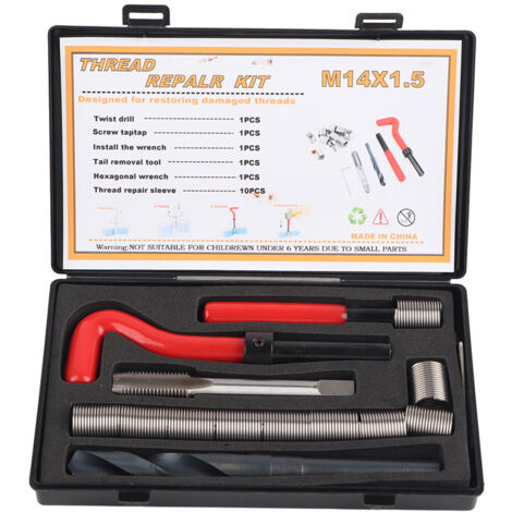 Kit d'accessoires de réparation de filetage femelle Zoternen, 15 pièces, inserts filetés M14 x 1,5 (1/5)