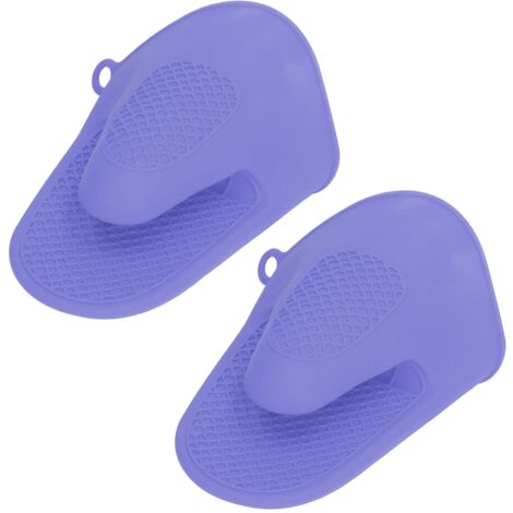 Lot de 2 gants de cuisine en silicone résistants à la chaleur, mini-maniques épaisses, anti-brûlures, maniques pour la cuisine et la pâtisserie (violet) (1/5)