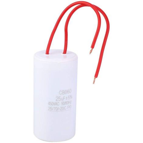 Condensateur de démarrage, CBB60, 25 µF, 450 VCA, pour appareils électroménagers 25/70/-20 (1/5)