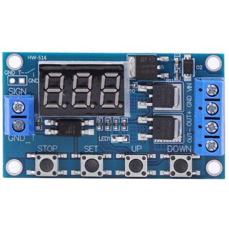 Module relais temporisé Platine 12 V/24 V, temporisation du cycle de déclenchement, double MOS, contrôle de flux (1/5)