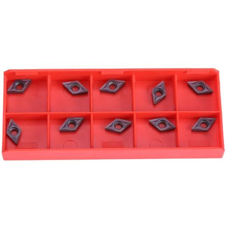 Walfront Lot de 10 plaquettes de fraisage CNC en carbure de forme diamantée, outils de tournage avec boîte DCMT070202 pour acier semi-fini (1/5)