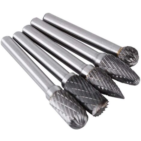Lot De 5 Fraises Rotatives En Acier Au Tungstène Avec Tige De 6 Mm Et Tête De 10 Mm