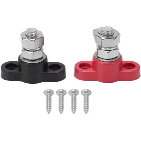 Bornier de batterie M8, bornier de batterie, bloc de distribution de boulons de borne isolés, bornier de distribution d'alimentation de batterie, CC 48 V, 2 pièces (1/5)