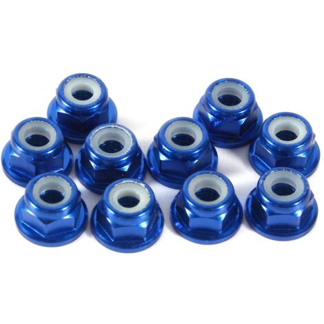 Écrous hexagonaux autobloquants Zoternen avec bride, M3, aluminium CNC, avec bride, métal autobloquant, bleu, 10 pièces (1/2)