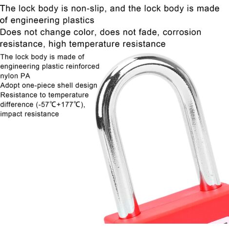 Lot De 10 Cadenas De Sécurité En Nylon 38 Mm - Pour Consignation Industrielle, Avec 20 Clés - Résistant -57°C à +177°C
