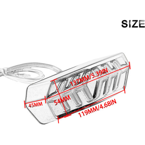 Zoternen Feu arrière LED pour moto, clignotant, feu de freinage, lampe de remplacement en forme d'arête de poisson pour HONDA MSX125 CBR650F CTX700 CTX700N YG-125 (1/5)