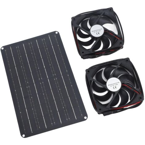 Kit Ventilateur Solaire 15W Avec 2 Ventilateurs - Extraction Serre Poulailler Camping-Car
