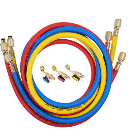 Zoternen Tuyau de charge de réfrigérant avec soupape à billes Appliquer sur R12 R22 R502 Air Climating Méduge de collecteur 1/4 '' Ensemble de filetage (pack de 3)