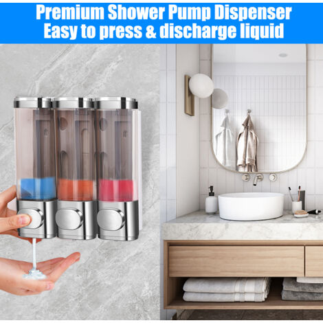 Distributeur De Savon 3 En 1 Pour Douche - Séparateur Shampoing/après-shampoing/savon - Noir, ABS