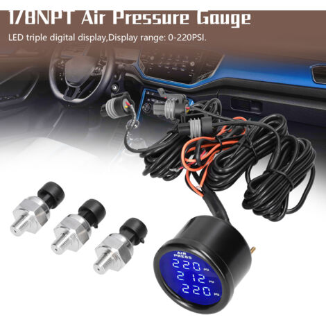 Zoternen Triple affichage de la pression d'air Guage LED Digital Suspension Gauge 0-220PSI avec des capteurs 3PCS 1 / 8NPT (1/5)