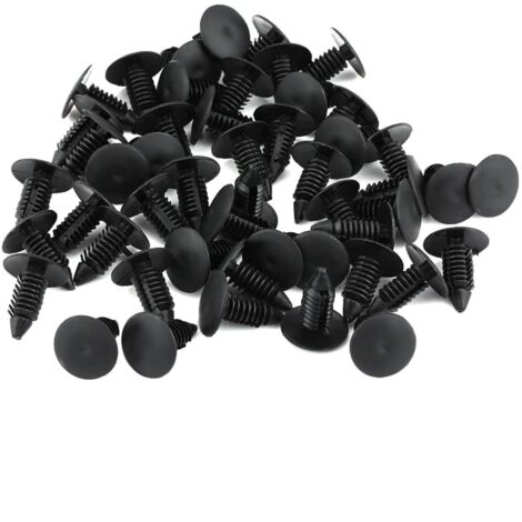 Lot De Clips Et Attaches Plastique Pour Panneaux De Voiture - Rivets Poussoirs Noirs - Neuf