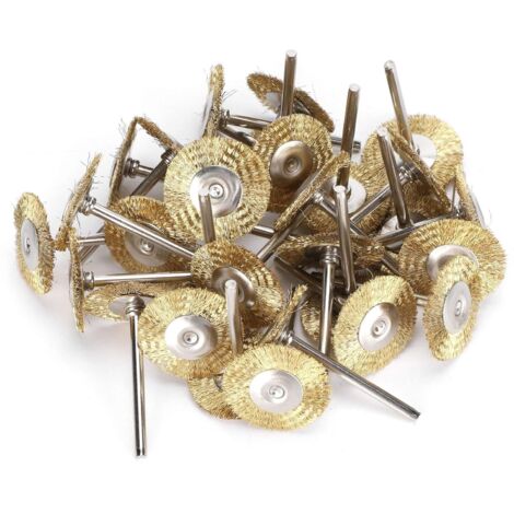 30pcs ensemble de brosses métalliques, roues de polissage de brosse en fil d'acier en laiton kit complet pour outils rotatifs Dremel(Laiton),A (1/5)