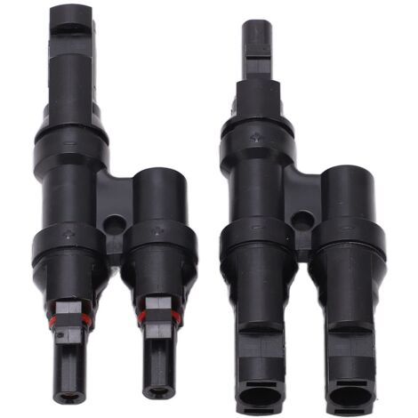 Connecteurs de Branche Solaire, 2 Pièces 50 A étanches 1 à 2 Mâle Femelle Y Branche Parallèle Adaptateur Câble Outil de Prise de Fil, Prenant en Charge la Connexion de Câbles Solaires 14 AWG à 10 AWG, (1/5)