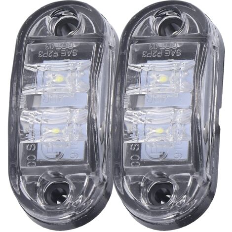 Feux de Position Latéraux,  10-30V 2 DEL Marqueur Lumière Feu de Position Latéral Signal Lumineux D'avertissement Pour Voitures Camions Remorques Camping-cars(Un blanc)),A