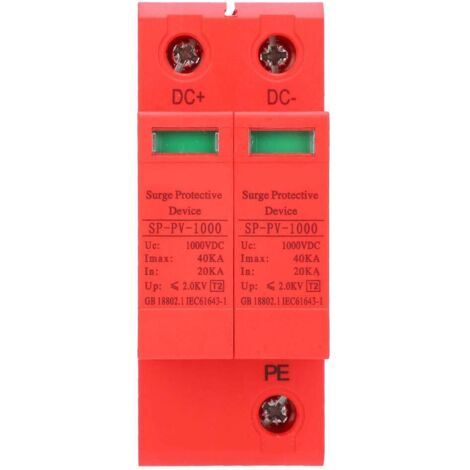 Protection contre les Surtensions 1000VDC Type 2 Parafoudre 40KA Débrochable pour L'électrotechnique Accessoires de Protection électrique, triphasé à Quatre Fils, Rouge,A (1/5)