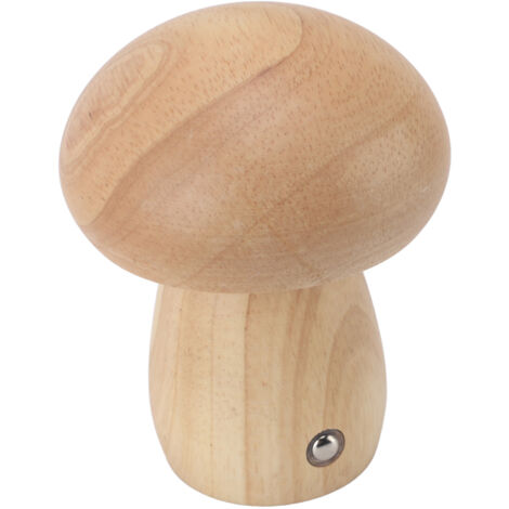 Lampe Champignon en Bois, Rechargeable par USB, sans Fil, Tactile, Portable, à intensité Variable, pour Table de Chevet, Chambre à Coucher, Décoration D'intérieur (Couleur du bois) (1/5)