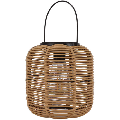 Lanterne solaire en rotin à suspendre pour jardin, cour, patio, porche