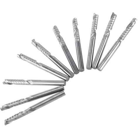10 Fraises CNC Carbure Tungstène 3,175mm - Set Double Flûte Droite Pour Gravure