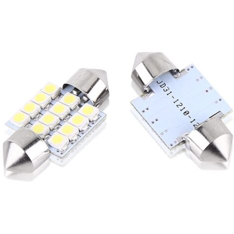 Ampoules intérieures plafonnier, 31mm LED Ampoule Lampe Dôme 12V 12SMD Lampe Dôme Festoon ( 2Pcs) (1/4)