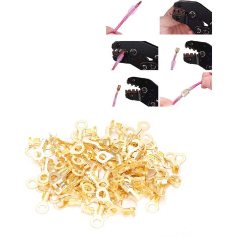 100 Pièces M4 4.2mm Bornes à Anneau De Cosse En Laiton, Connecteur D Sertissage Dextrémité Batterie