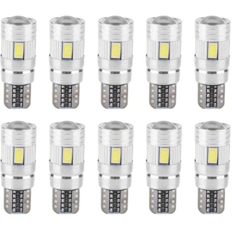 Duokon 10 Ampoules LED T10 5630 6SMD W5W Canbus Sans Erreur - Feux De Position, Plaque Et Latéraux
