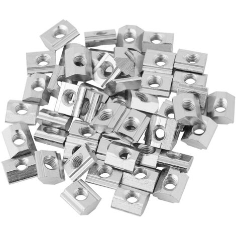 50 Pièces écrou à Fente en T en Acier au Carbone Coulissant écrou à Glissière en T Tête de Marteau écrou de Fixation Norme Européenne Accessoires de Profil en Aluminium(EU30-M6)