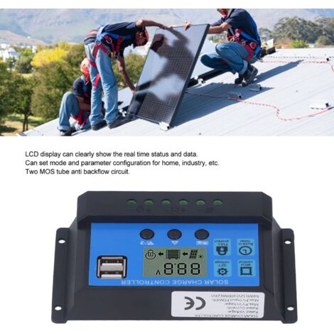 Régulateur Solaire PWM 50A LCD Double USB 12V/24V Auto – Contrôleur Intelligent Avec Affichage Et Protection Complète
