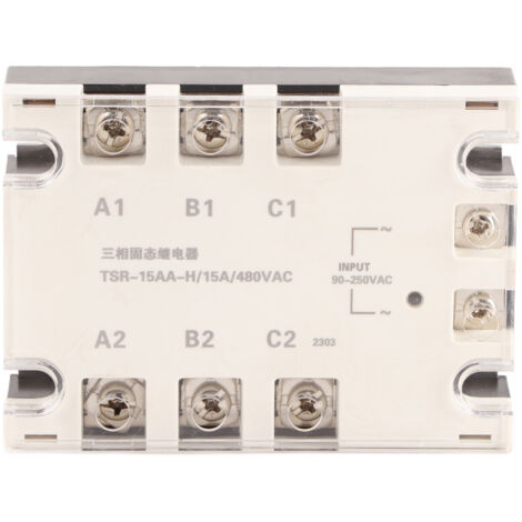 Relais statique triphasé Vitesse de commutation rapide Sans bruit AC vers SSR 90-250VAC 24-480VAC TSR 15AA H (15A)