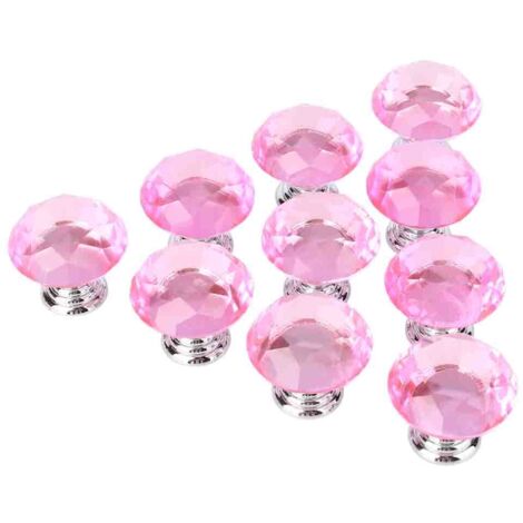 lyrlody 10 Pièces Boutons de Porte en VerreRose 30 Mm, Poignées de Placard, Boutons de Tiroir à Haute Brillance pour Armoires, Tiroirs et Armoires élégants