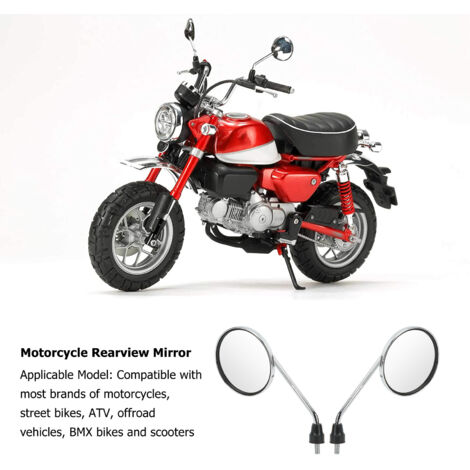 2 Rétroviseurs Moto Keenso 8mm Chromé Rond - Universel Pour Moto, Scooter, ATV, Vélo