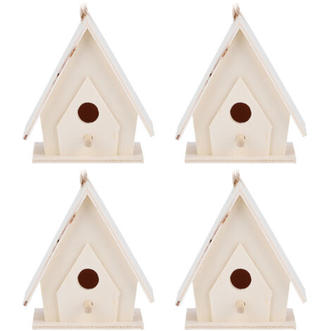 4 pièces Mini Maison d'oiseau en Bois Suspendue Beaux nids Cage Ornement Artisanat pour créer Un Environnement de Reproduction Naturel et Confortable