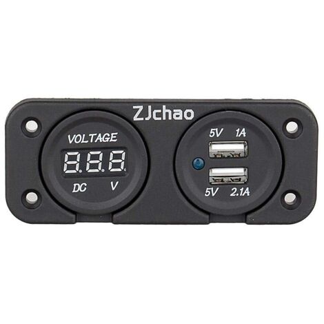 Voltmètres Numériques de Prise de Chargeur, Voltmètre d'Affichage Numérique de LED Double USB pour la Marine de Bateau de Voiture (1/5)