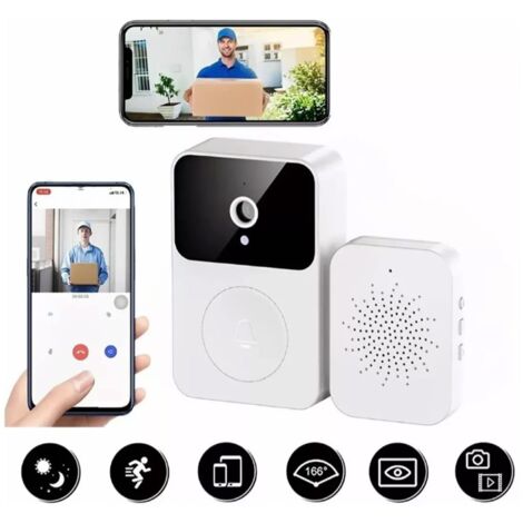 Sonnette Vido Distance sans Fil, Sonnette Vido Wifi Blanche X9 avec Vision Nocturne avec 2 Modes Sonores pour la Protection de la scurit Domicile (1/5)