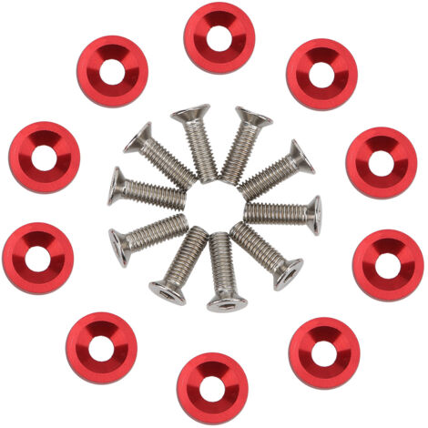 10 Kits d'habillage de baie de moteur de voiture M6 boulons de capot entretien de Modification de rondelles rouges (1/5)