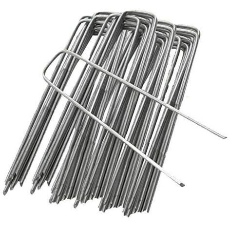 Lot de 50 Piquets de Jardin, Piquets de Jardin en Acier Inoxydable, Piquets de Fixation Durables, Piquets de Jauge de Paysage Multifonctionnels pour la Fixation de Tissus, Gazon