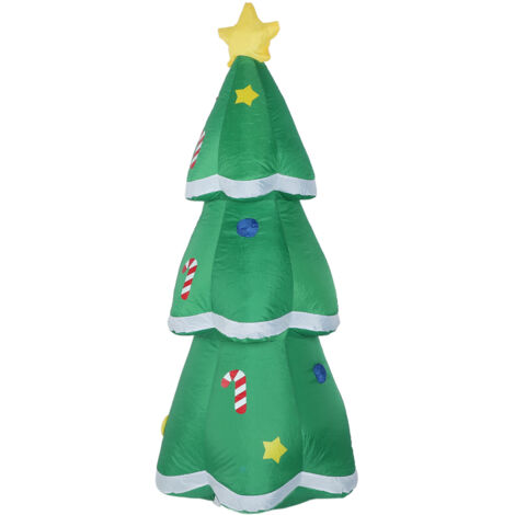 Arbre de Noël gonflable de 4,9 pieds éclairé par LED en polyester 210T IP44 résistant à l'eau, décoration de cour avec musique pour pelouse extérieure, jardin, fête, prise UE 220 à 240 V (1/5)