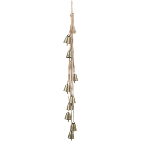 Cloche décorative de noël Vintage en métal, corde de chanvre résistante à la décoloration, en cuivre pour l'extérieur de la maison, pendentif (1/5)