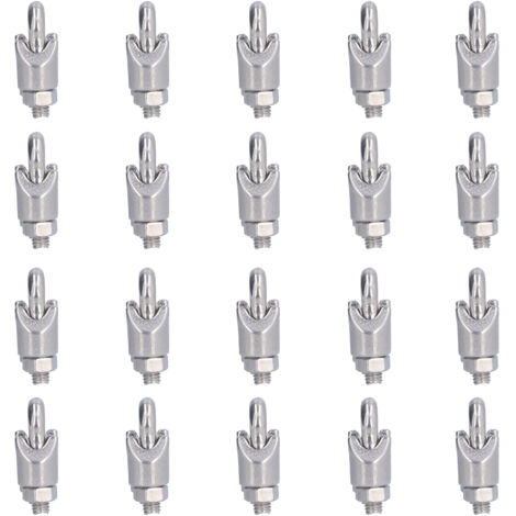 20 Pièces Pince Câble Métallique Acier Inoxydable 304 M2 - Manchon Double Pour Câble 2mm