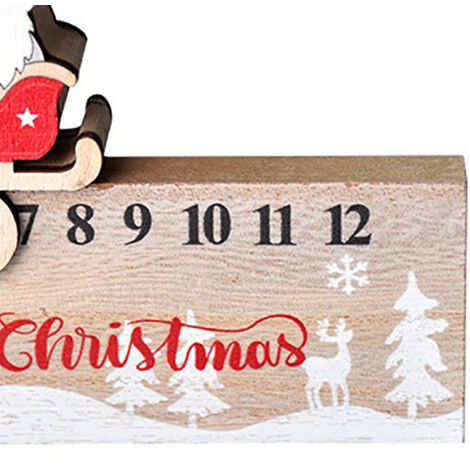 Calendrier De L'Avent En Bois Compte à Rebours Père Noël Escalier - Décoration De Noël Pour La Maison Et Le Bureau
