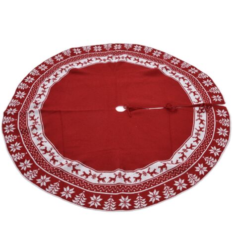 Jupe d'arbre de noël tricotée, tapis de support de noël réutilisable, protecteur de sol, décoration de fête à domicile, rouge. (1/5)