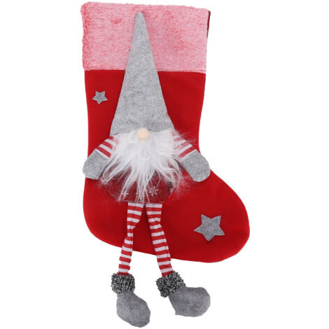 Ornements de Noël suspendus en peluche sans visage, bas de vieil homme, décoration rouge. (1/5)