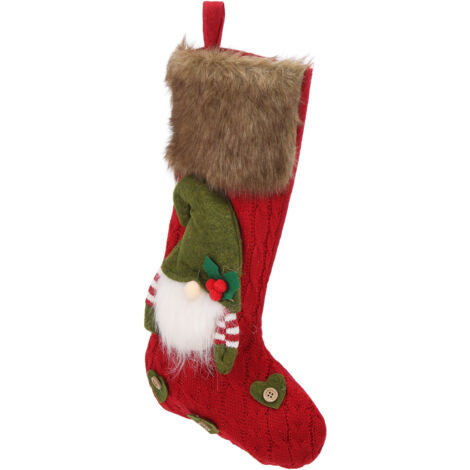 Bas de noël à motif de poupée sans visage, accessoires décoratifs rouges pour porte murale, décoration de cheminée. (1/5)
