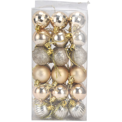 Boules d'arbre de noël, 36 pièces, décorations suspendues incassables, pendentif de noël pour Festival, fête de vacances, or. (1/5)