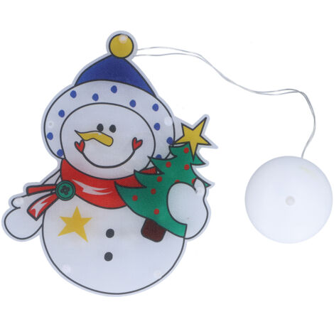 Lumière de fenêtre LED bonhomme de neige de noël, alimentée par batterie, suspendue avec ventouse pour salle de fête dans les arbres. (1/5)