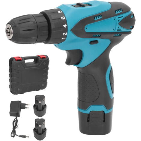 Petite Perceuse-visseuse sans Fil AC110-240V Légère 1200 Tr/min 350In-lb Torsion Mandrin sans clé électrique 3/8 Pouces avec Lumière LED pour Bricolage (Prise UE).