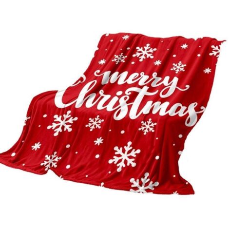 Couverture en flanelle de joyeux noël, imprimé flocon de neige, peluche douce et chaude, décoration de maison, décorations du nouvel an.A (1/4)
