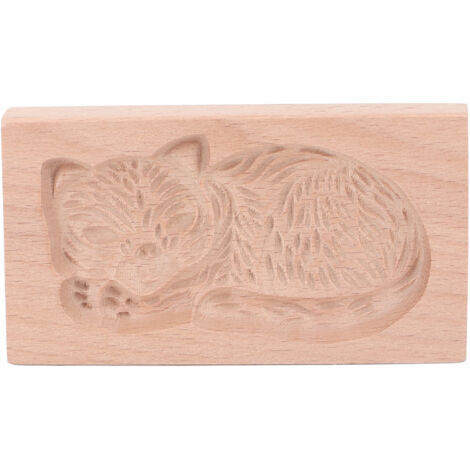 Moule à Biscuits en Bois en Forme D'animal, Joli Tampon à Pression, Démoulage Facile pour les Amateurs de Pâtisserie (Chat). (1/5)