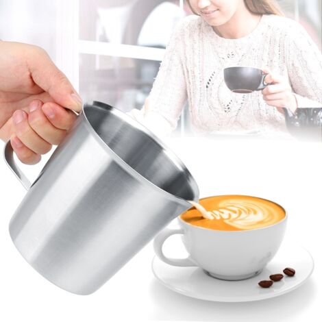 Xavax Pot à Lait En Inox 400ml - Cuiseur à Mousser Pour Cappuccino Et Latte, Bord Large Anti-Goutte, Compatible Cafetières Et Four - Argent