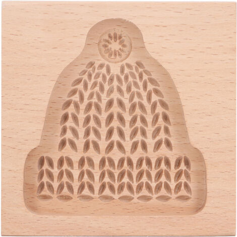 Moule à Biscuits en Bois sculpté, Moule à Biscuits en Pain d'épice Robuste en Bois de Hêtre Facile à Démouler pour Restaurant pour Magasin (Forme de chapeau de Noël). (1/5)