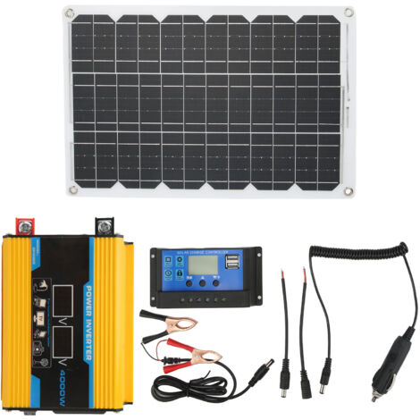 Kit de système d'onduleur solaire 300W onde sinusoïdale modifiée 18W 18V panneau 30A 12V 24V contrôleur jaune à 220V.